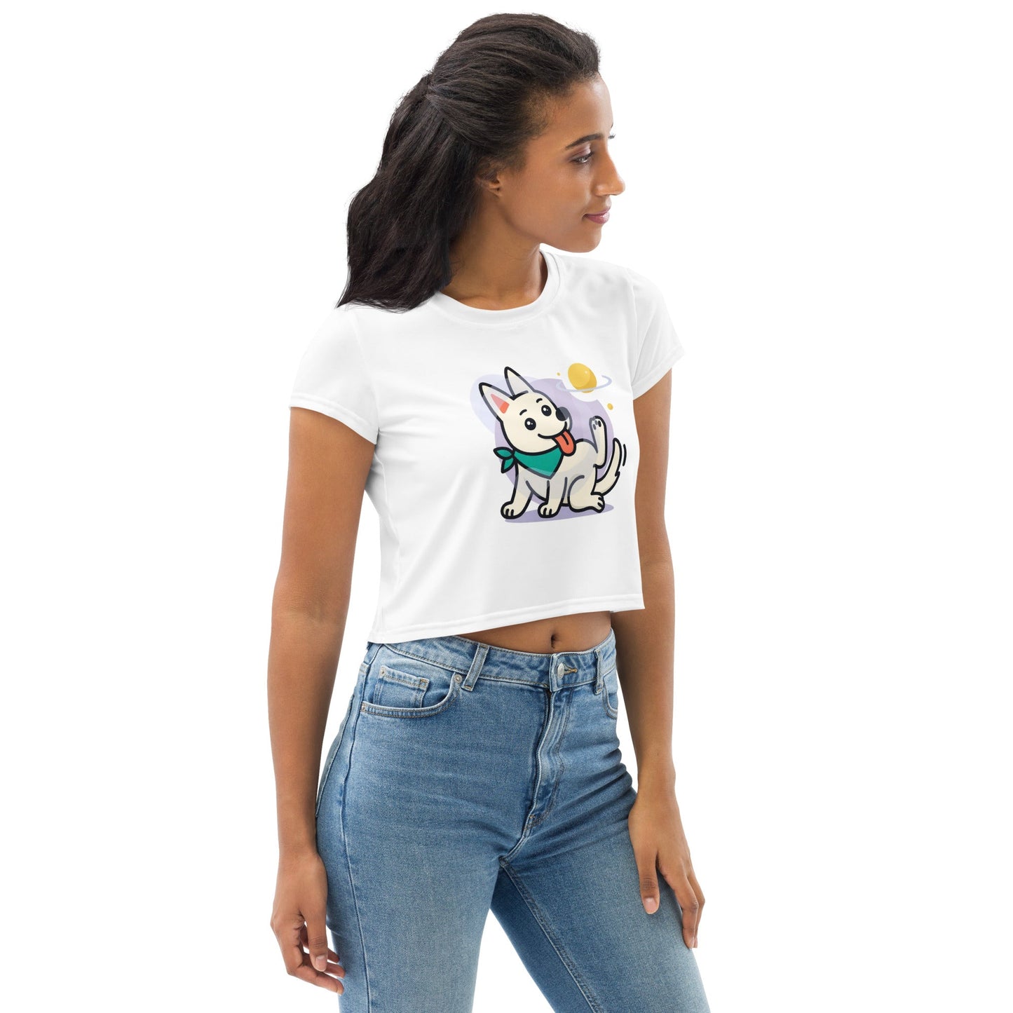 Crop - T-Shirt - Space - Doggo - Print - Hundeo Shop