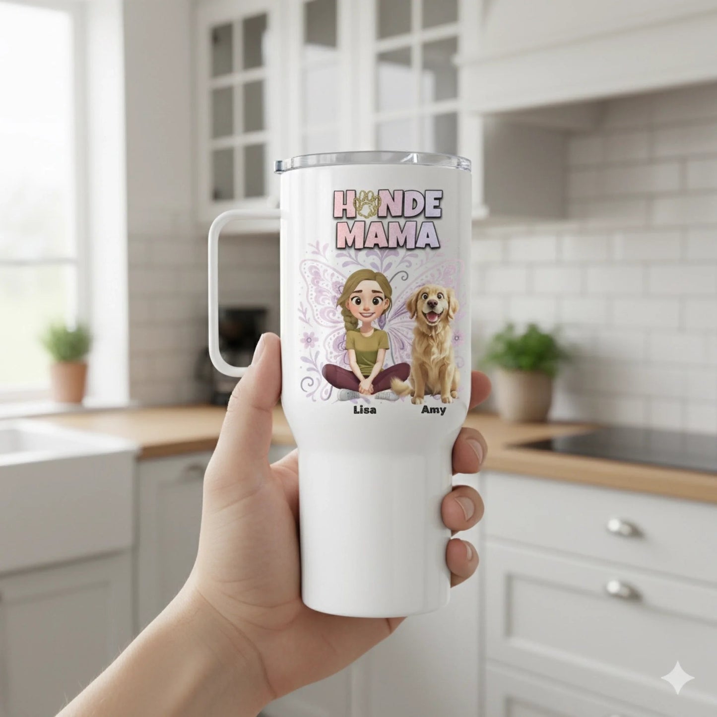 Personalisierter Tumbler "Hundemama x Butterfly" - Hundeo Shop