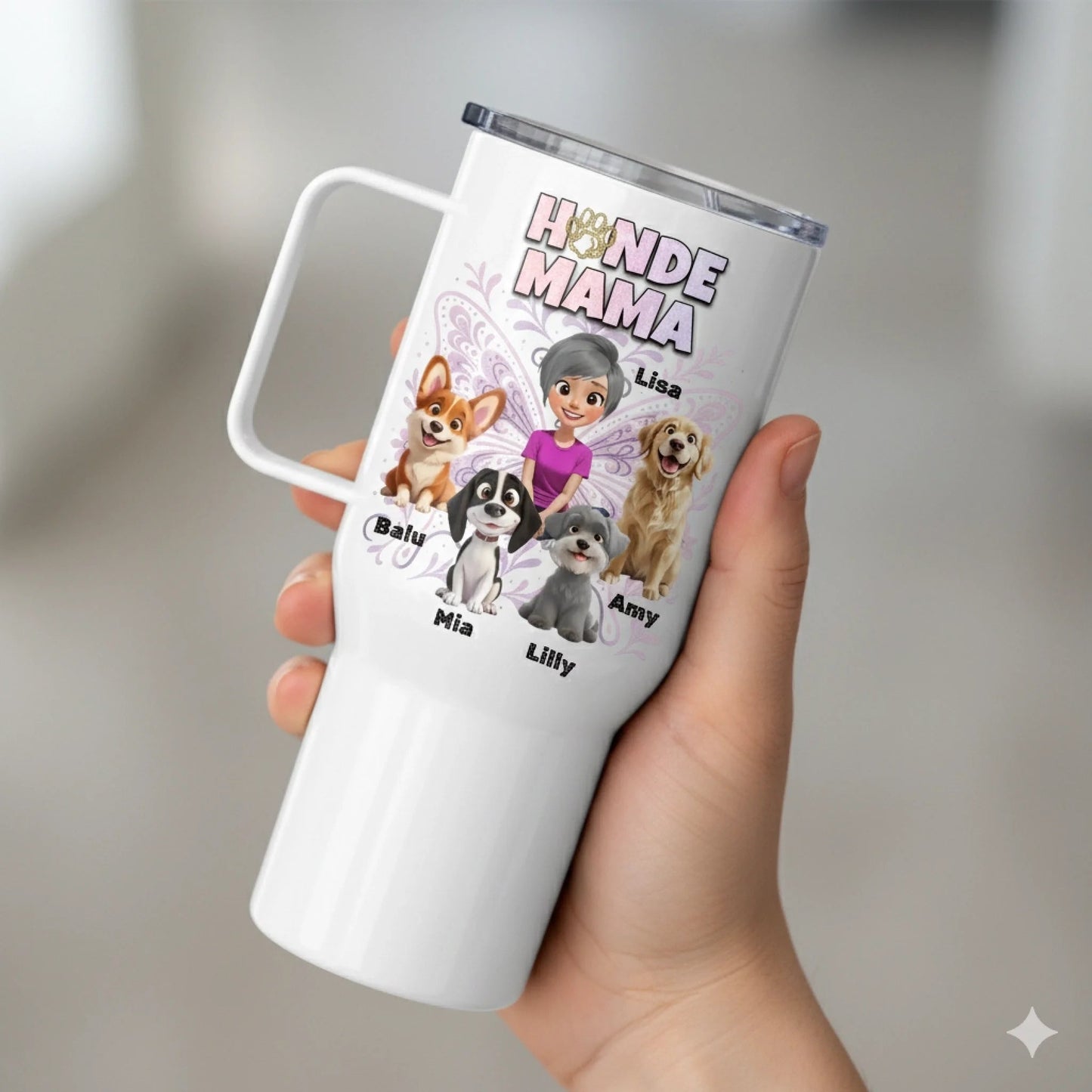 Personalisierter Tumbler "Hundemama x Butterfly" - Hundeo Shop