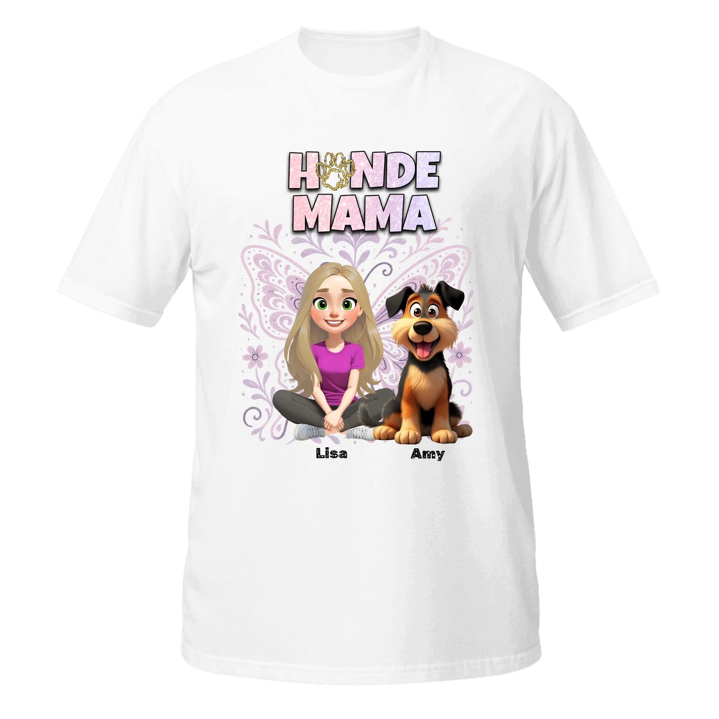 Personalisiertes T-Shirt ''Hundemama x Butterfly" - Hundeo Shop