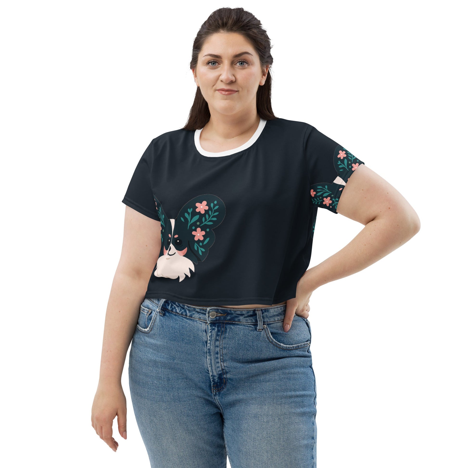Crop - T-Shirt - Papillon - Motiv - Hundeo Shop