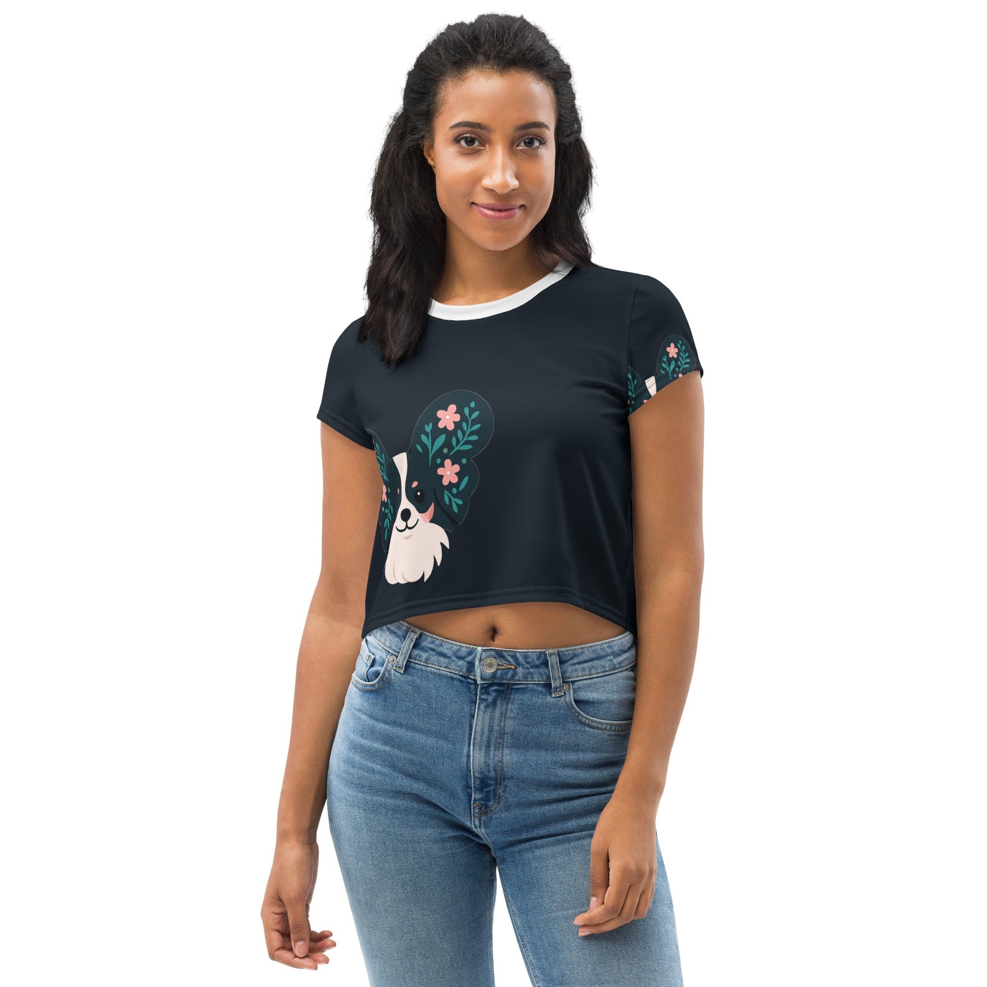 Crop - T-Shirt - Papillon - Motiv - Hundeo Shop