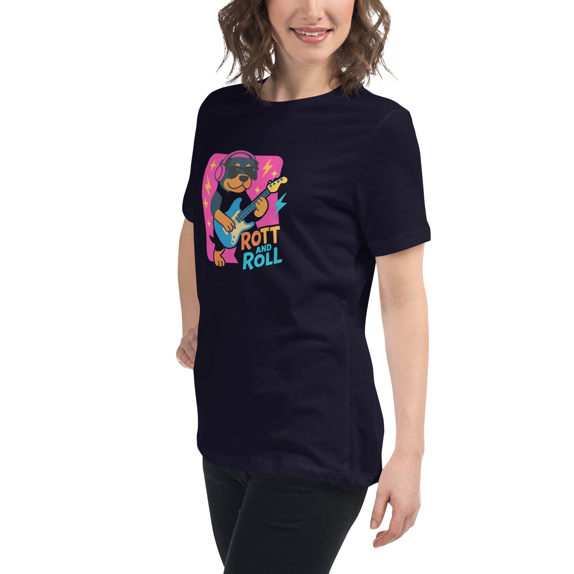 Lockeres Damen - T-Shirt - Rott and Roll - Hundeo Shop