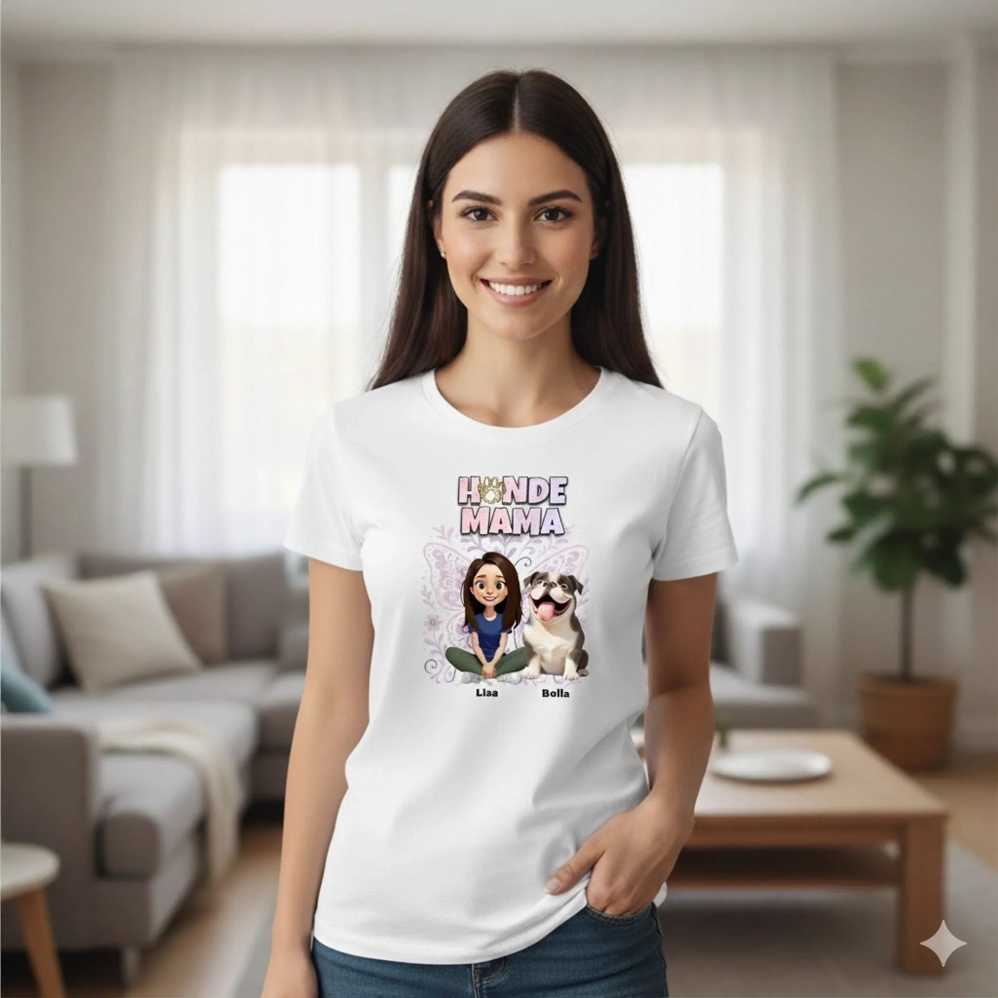 Personalisiertes T-Shirt ''Hundemama x Butterfly" - Hundeo Shop