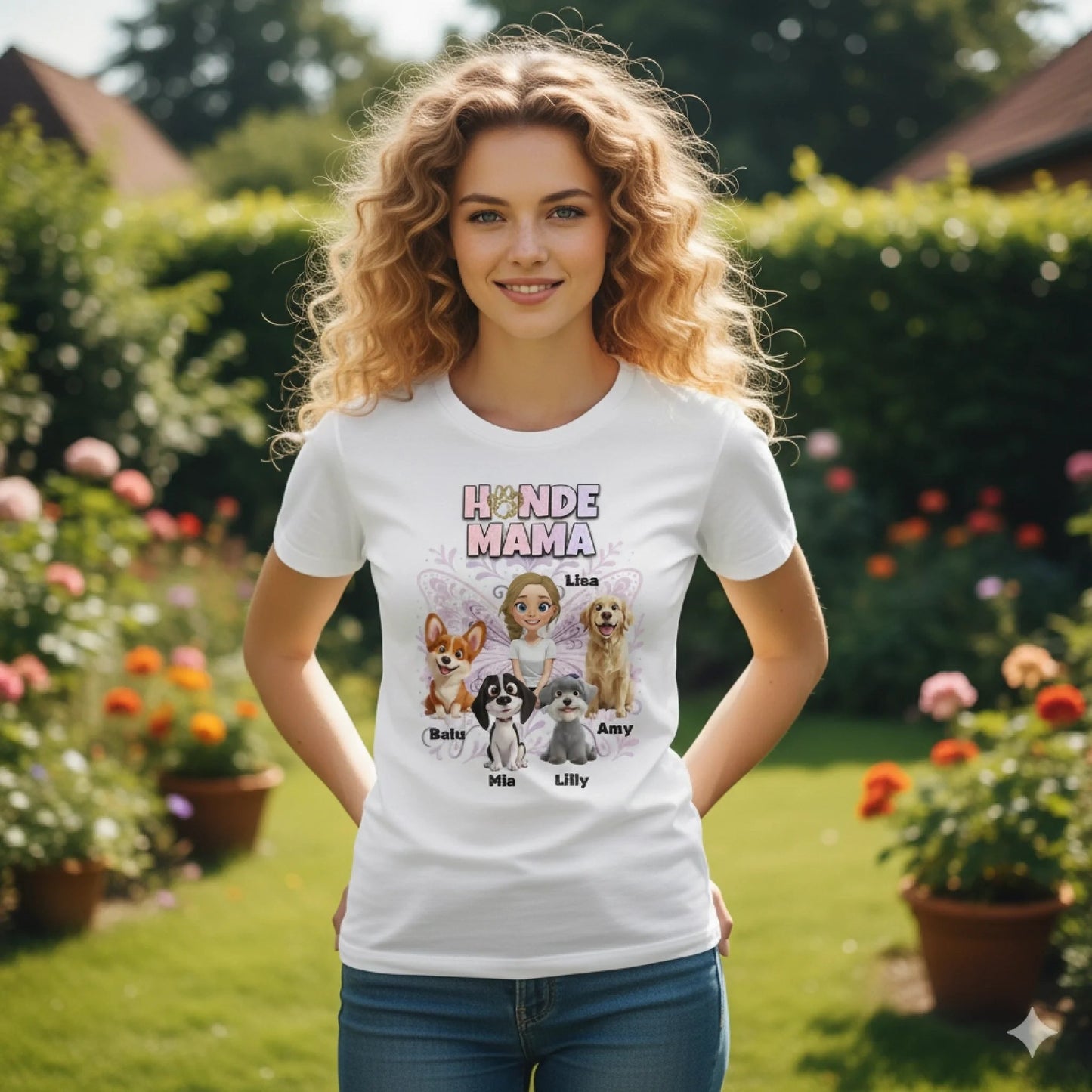 Personalisiertes T-Shirt ''Hundemama x Butterfly" - Hundeo Shop