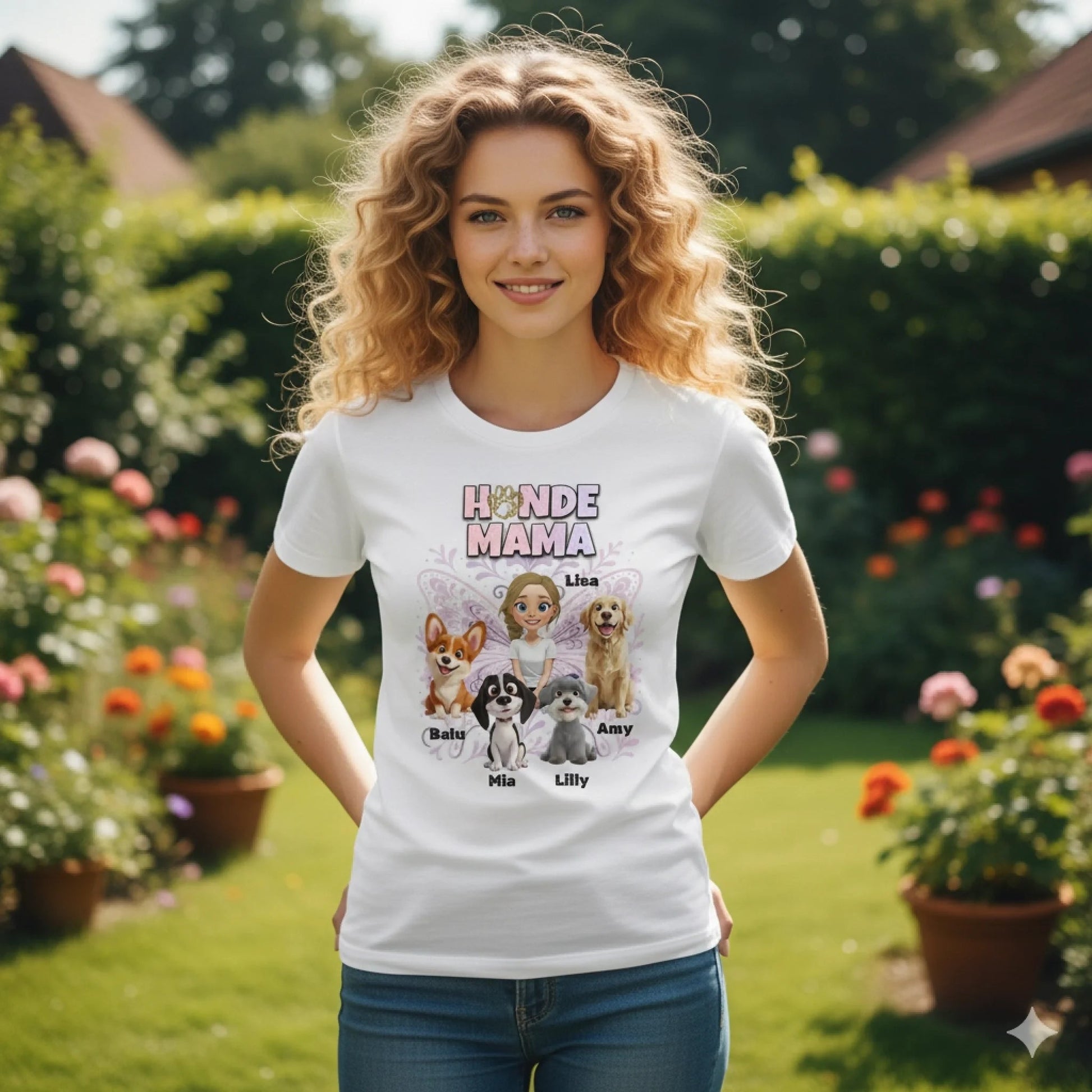 Personalisiertes T-Shirt ''Hundemama x Butterfly" - Hundeo Shop